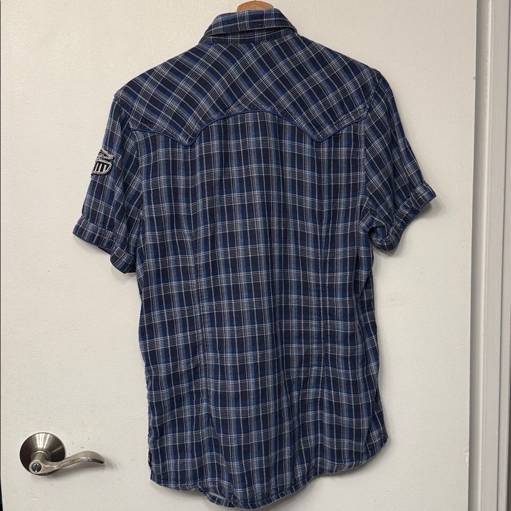 Buffalo David Bitton Navy Plaid Button Down Shirt Mens Size M - Picture 8 of 10